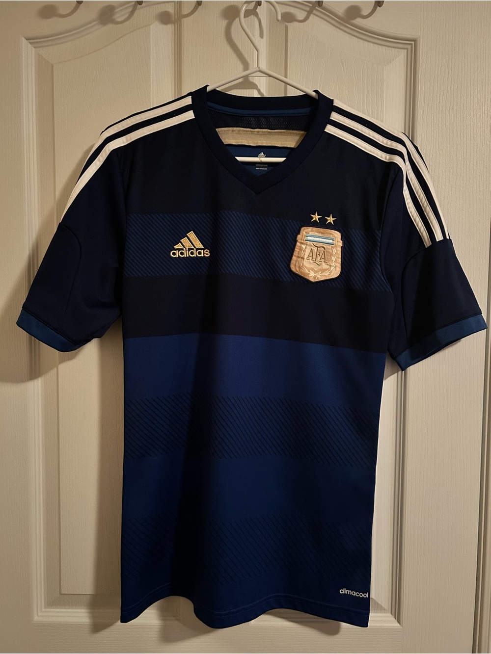 Adidas Navy and Dark Blue Argentina Football Jersey with Gold Crest